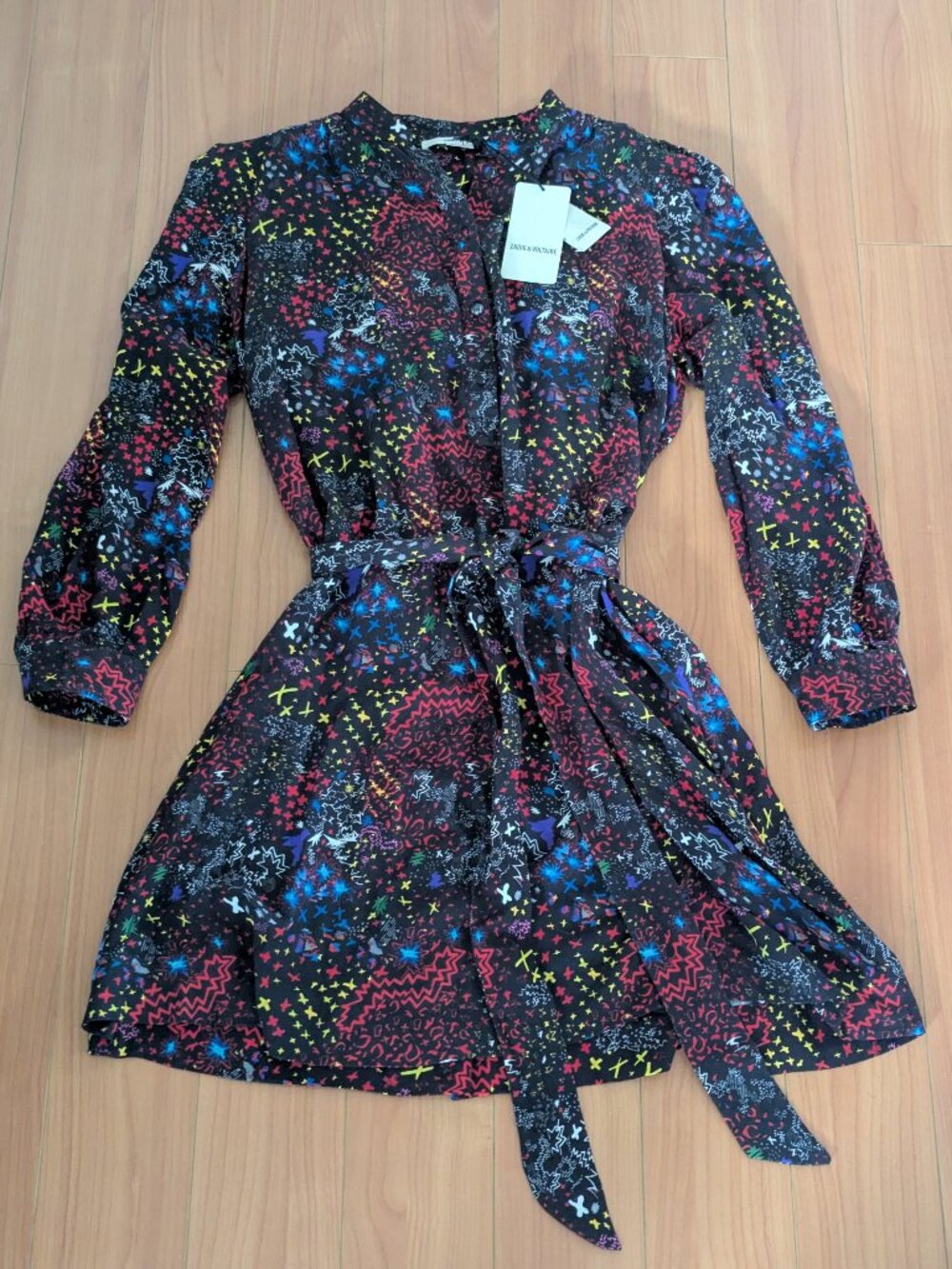 NWT - Zadig & Voltaire Belted Mini Dress - Retouch Glam Rock